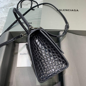 Balenciaga 593546 Hourglass Small Top Handle Crocodile Bag Black Silver - Default Title - View 3