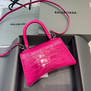 Balenciaga 593546 Hourglass Small Top Handle Crocodile Bag Plum - Default Title - View 2