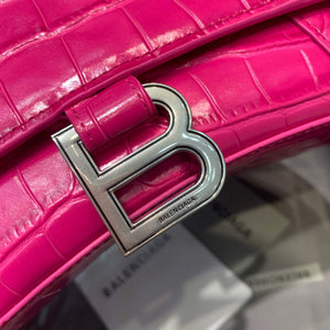 Balenciaga 593546 Hourglass Small Top Handle Crocodile Bag Plum - Default Title - View 5