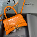 Balenciaga 593546 Hourglass Small Top Handle Crocodile Bag Orange Gold - Default Title - View 1