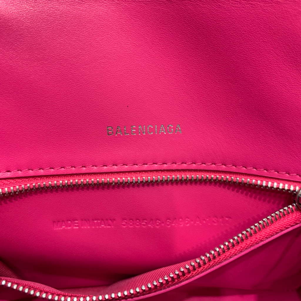 Balenciaga 593546 Hourglass Small Top Handle Crocodile Bag Plum