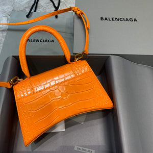 Balenciaga 593546 Hourglass Small Top Handle Crocodile Bag Orange Gold - Default Title - View 2