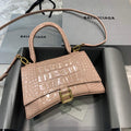 Balenciaga 593546 Hourglass Small Top Handle Crocodile Bag Light Pink - Default Title - View 1