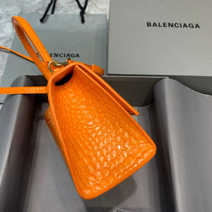 Balenciaga 593546 Hourglass Small Top Handle Crocodile Bag Orange Gold - Default Title - View 3