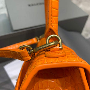 Balenciaga 593546 Hourglass Small Top Handle Crocodile Bag Orange Gold - Default Title - View 5