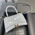 Balenciaga 593546 Hourglass Small Top Handle Crocodile Bag White Gold - Default Title - View 1