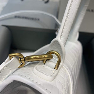 Balenciaga 593546 Hourglass Small Top Handle Crocodile Bag White Gold - Default Title - View 5