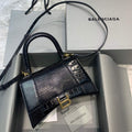 Balenciaga 593546 Hourglass Small Top Handle Crocodile Bag Black Gold - Default Title - View 1