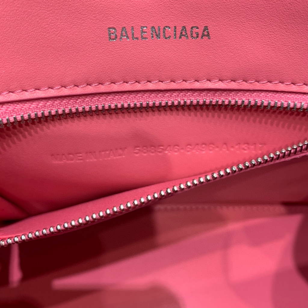 Balenciaga 593546 Hourglass Small Top Handle Crocodile Bag Pink