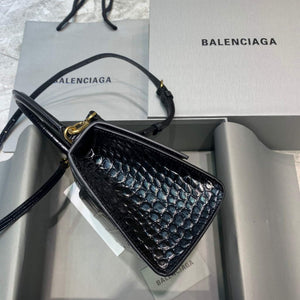 Balenciaga 593546 Hourglass Small Top Handle Crocodile Bag Black Gold - Default Title - View 3