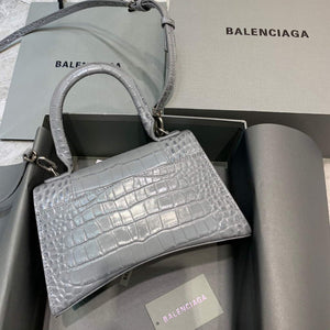 Balenciaga 593546 Hourglass Small Top Handle Crocodile Bag Gray Silver - Default Title - View 2