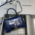 Balenciaga 593546 Hourglass Small Top Handle Crocodile Bag Navy blue - Default Title - View 1