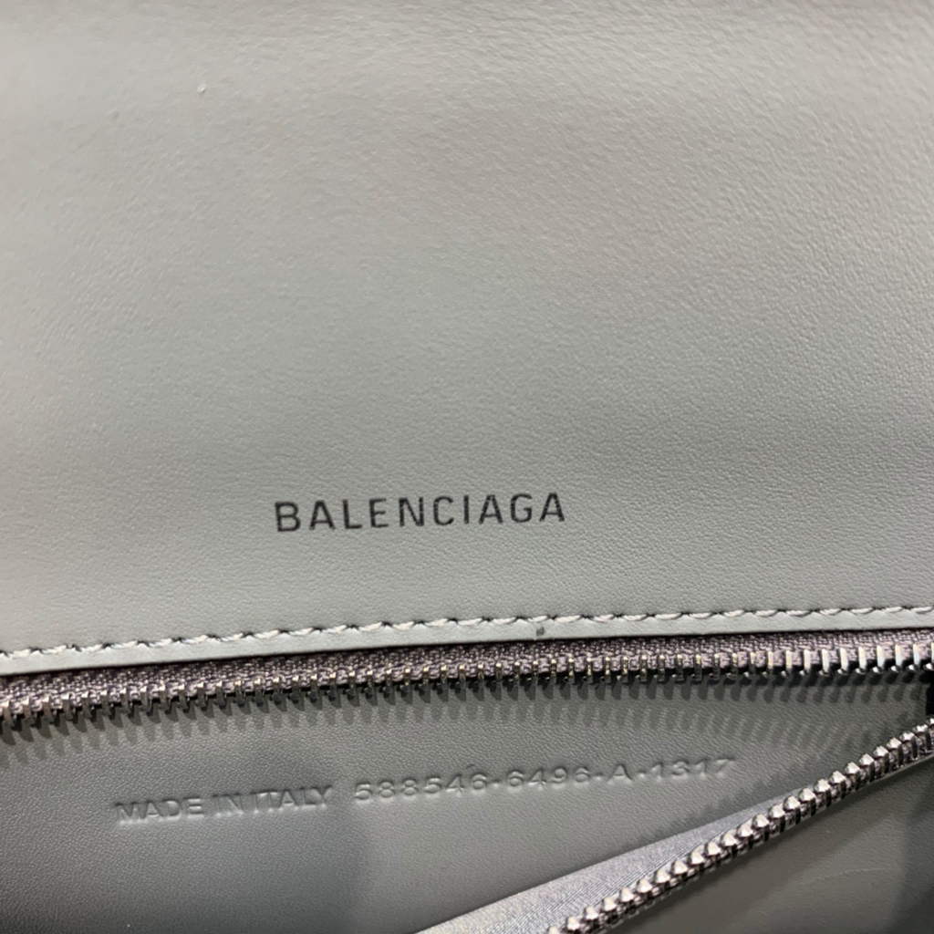 Balenciaga 593546 Hourglass Small Top Handle Crocodile Bag Gray Silver