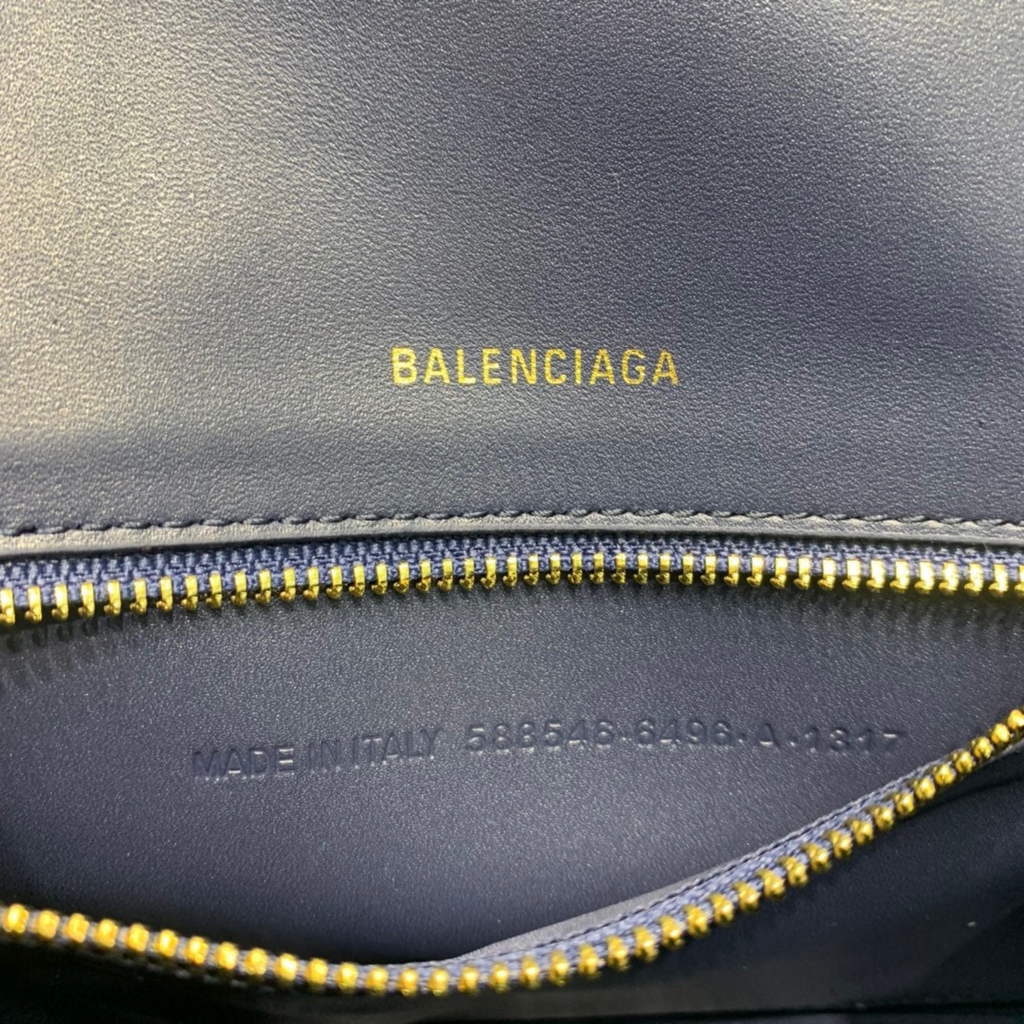 Balenciaga 593546 Hourglass Small Top Handle Crocodile Bag Navy blue