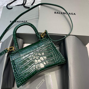 Balenciaga 593546 Hourglass Small Top Handle Crocodile Bag Dark Green Gold - Default Title - View 2