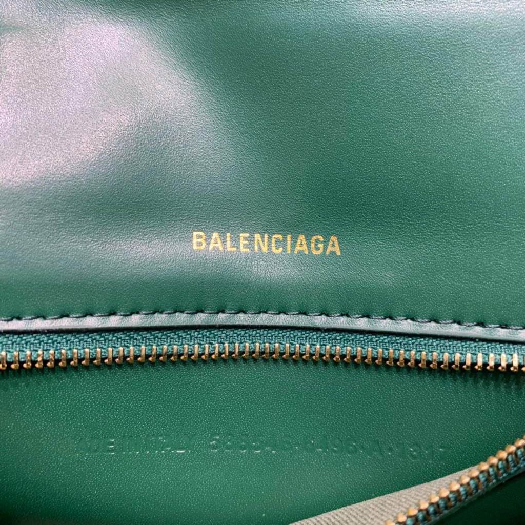 Balenciaga 593546 Hourglass Small Top Handle Crocodile Bag Dark Green Gold