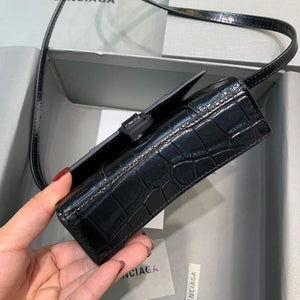 Balenciaga 664676 Hourglass Mini Top Handle Crocodile Bag Black - Default Title - View 4
