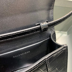 Balenciaga 664676 Hourglass Mini Top Handle Crocodile Bag Black - Default Title - View 7
