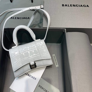 Balenciaga 664676 Hourglass Mini Top Handle Crocodile Bag White - Default Title - View 1