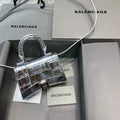 Balenciaga 664676 Hourglass Mini Top Handle Crocodile Bag Silver - Default Title - View 1