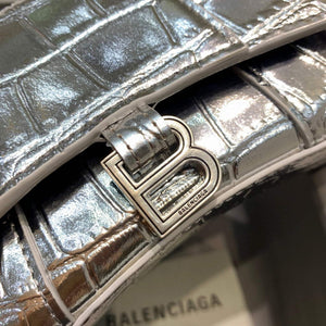 Balenciaga 664676 Hourglass Mini Top Handle Crocodile Bag Silver - Default Title - View 5
