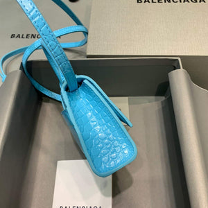 Balenciaga 664676 Hourglass Mini Top Handle Crocodile Bag Blue - Default Title - View 3