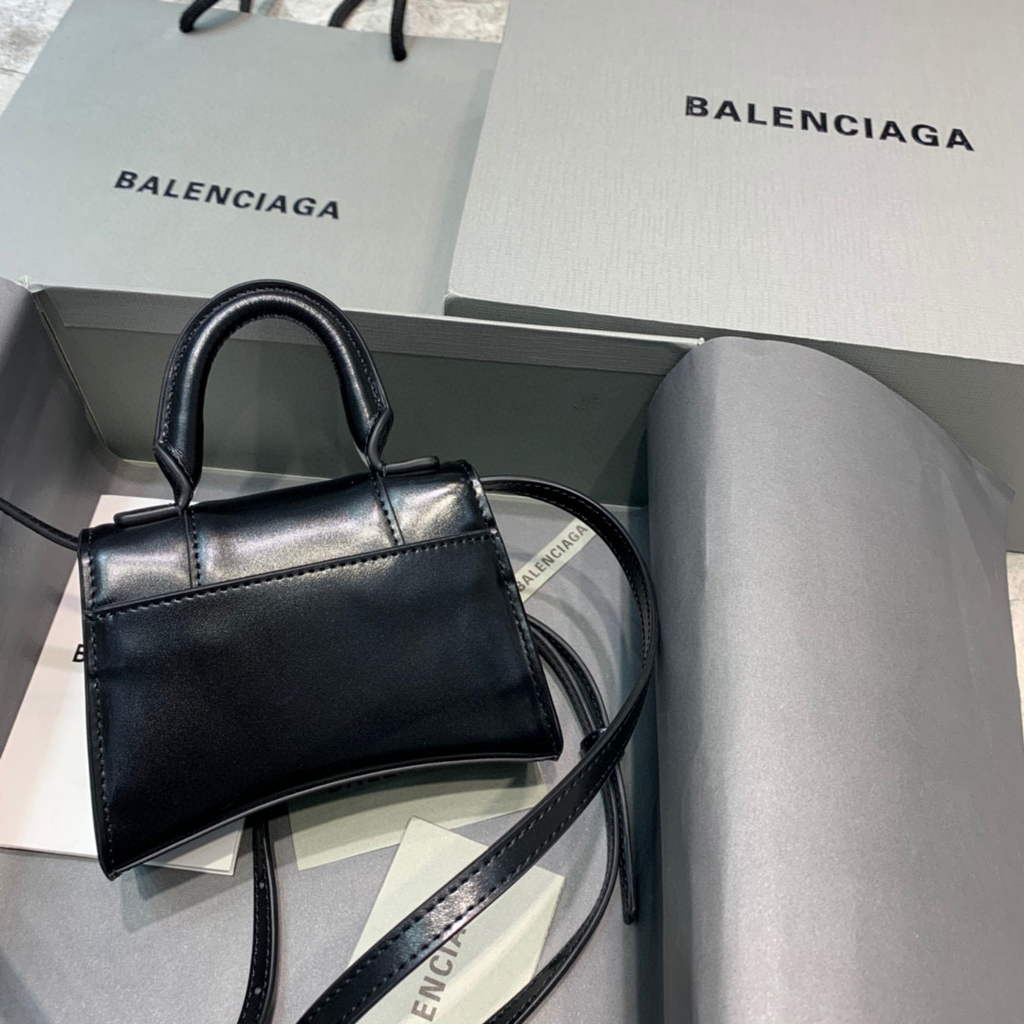 Balenciaga 664676 Hourglass Mini Top Handle Bag Black Gold