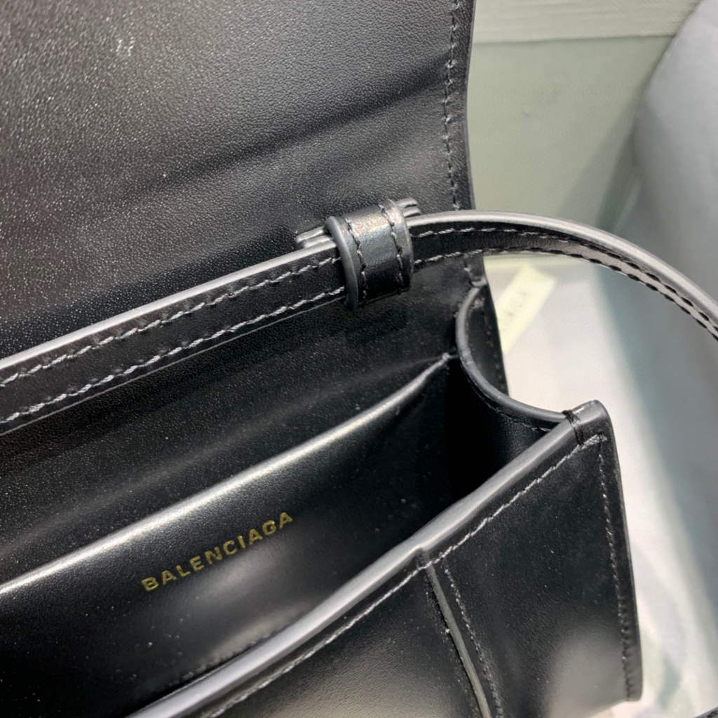 Balenciaga 664676 Hourglass Mini Top Handle Bag Black Gold