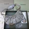 Balenciaga 67130723 Le Cagole Small Shoulder Bag Crocodile Embossed In Gray