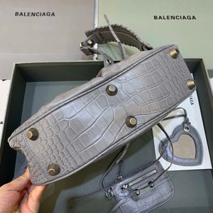 Balenciaga 67130723 Le Cagole Small Shoulder Bag Crocodile Embossed In Gray - Default Title - View 4