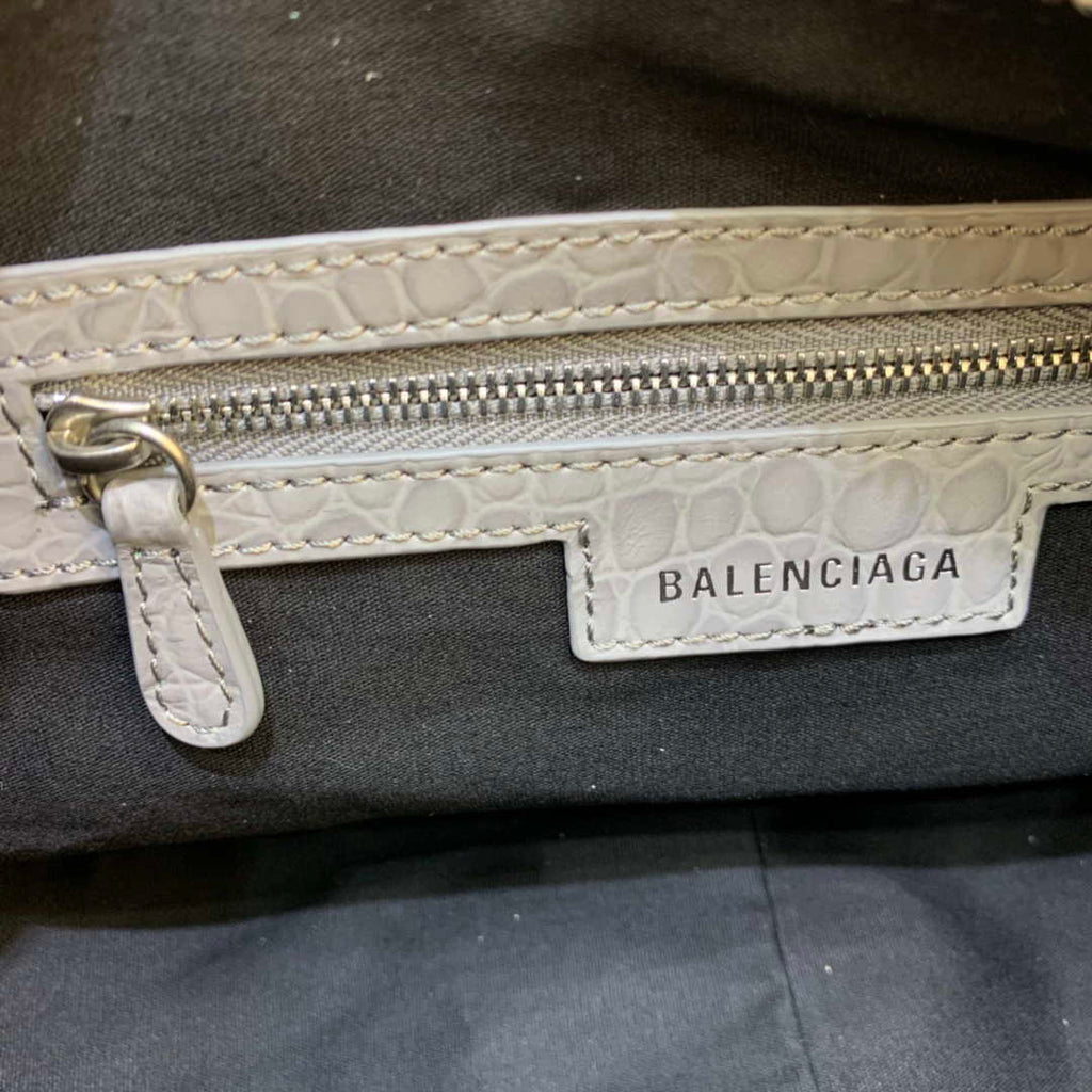 Balenciaga 67130723 Le Cagole Small Shoulder Bag Crocodile Embossed In Gray