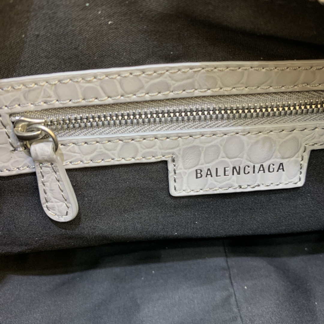 Balenciaga 67130723 Le Cagole Small Shoulder Bag Crocodile Embossed In Gray