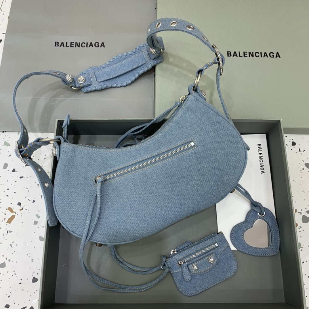 Balenciaga 67130723 Le Cagole Small Shoulder Bag in Denim Blue - Default Title - View 2