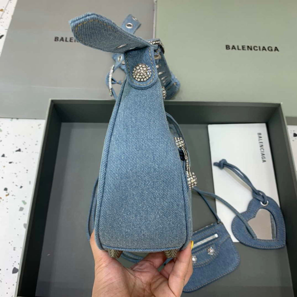 Balenciaga 67130723 Le Cagole Small Shoulder Bag in Denim Blue