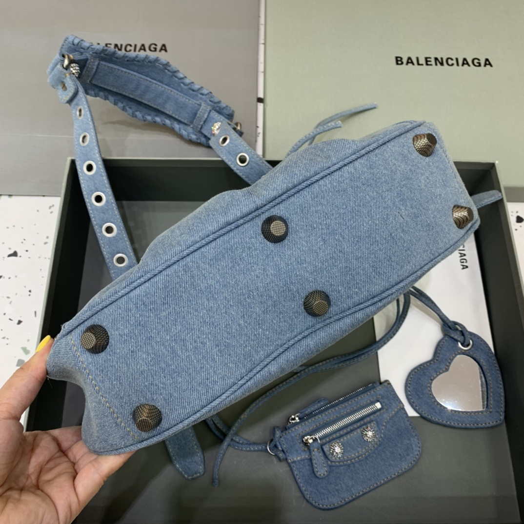 Balenciaga 67130723 Le Cagole Small Shoulder Bag in Denim Blue