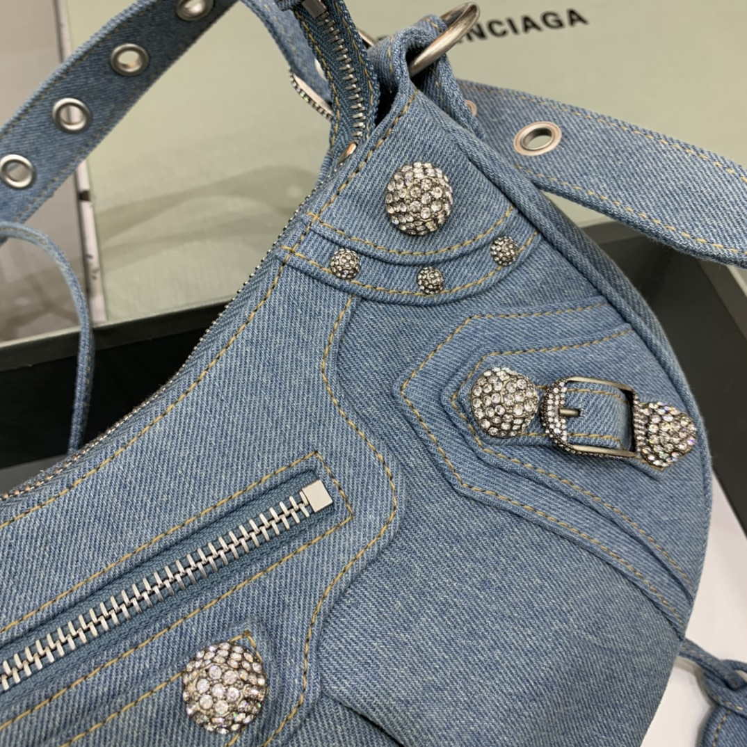 Balenciaga 67130723 Le Cagole Small Shoulder Bag in Denim Blue