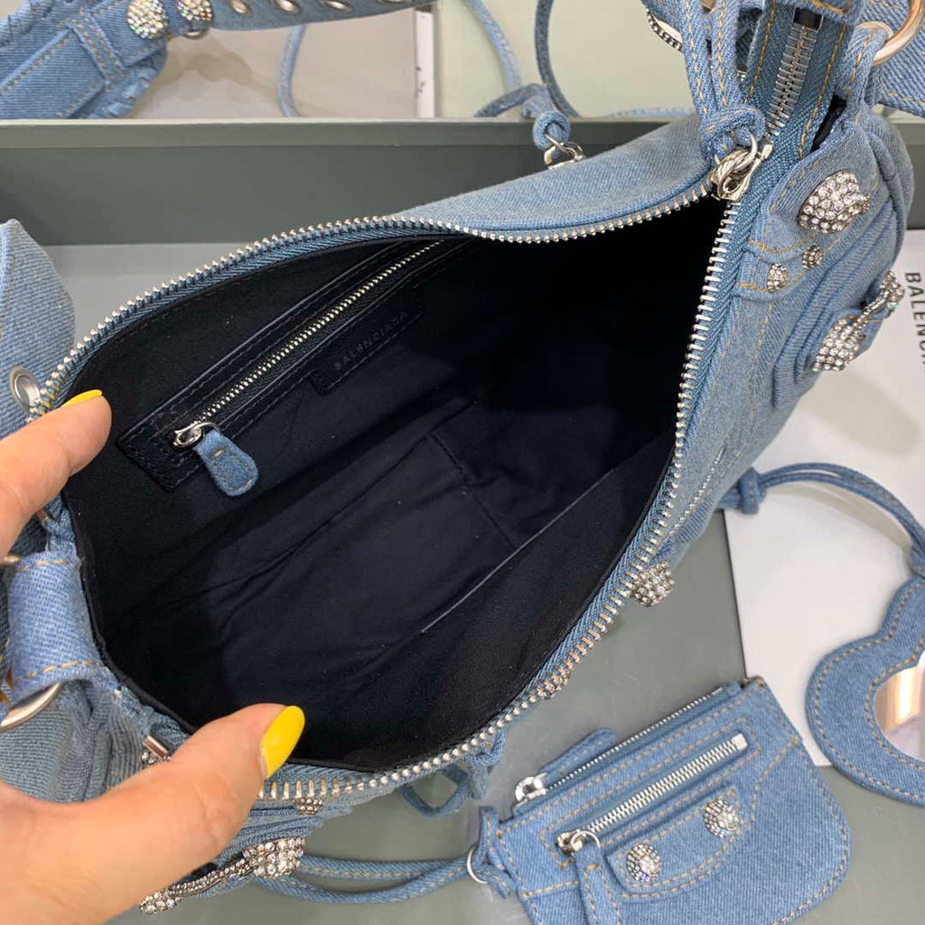 Balenciaga 67130723 Le Cagole Small Shoulder Bag in Denim Blue