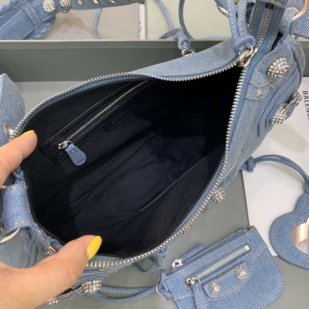 Balenciaga 67130723 Le Cagole Small Shoulder Bag in Denim Blue - Default Title - View 6
