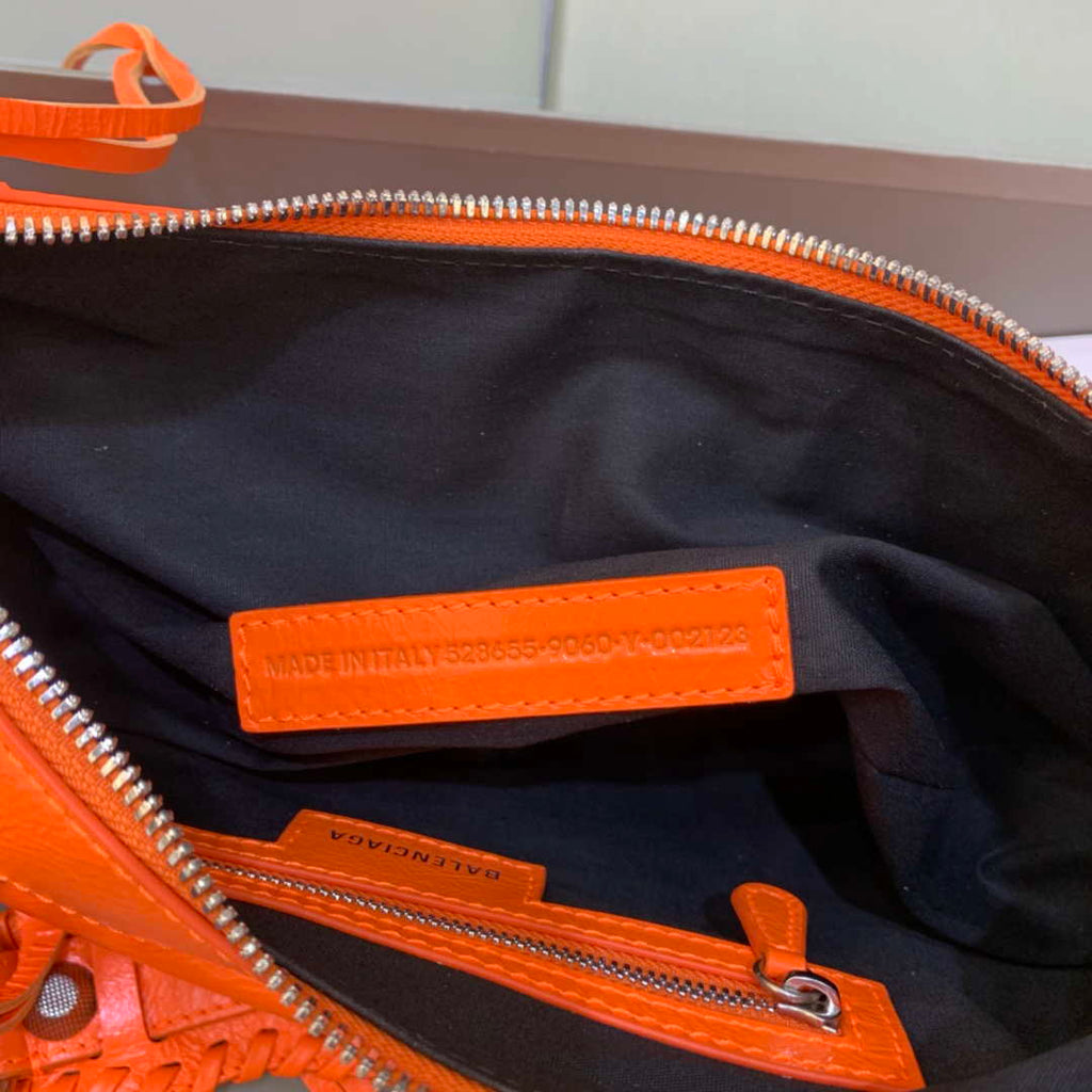 Balenciaga 67130723 Women's Le Cagole Small Shoulder Bag Arena lambskin In Orange