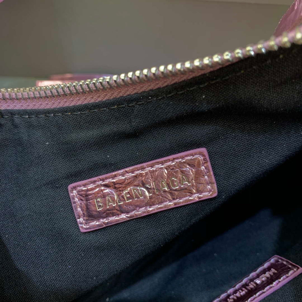 Balenciaga 700940210 Women's Neo Cagole XS Handbag in Crocodile Embossed Sky Pink
