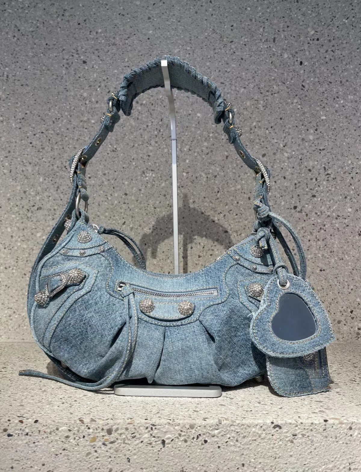Balenciaga 67130723 Women's Le Cagole Small Shoulder Bag Denim Blue