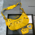 Balenciaga 67130723 Women's Le Cagole Small Shoulder Bag Arena lambskin In Yellow