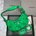 Balenciaga 67130723 Women's Le Cagole Small Shoulder Bag Arena lambskin In Green
