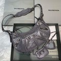 Balenciaga 67130723 Women's Le Cagole Small Shoulder Bag Arena lambskin In Grey