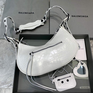 Balenciaga 67130723 Women's Le Cagole Small Shoulder Bag Crocodile Embossed In White - Default Title - View 2