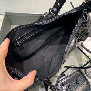 Balenciaga 67130723 Women's Le Cagole Small Shoulder Bag Crocodile Embossed In Black - Default Title - View 6