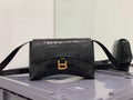 Balenciaga 671355 Women's Downtown XS Shoulder Bag Crocodile Embossed Black
