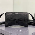 Balenciaga 671355 Women's Downtown XS Shoulder Bag Crocodile Embossed black buckle - Default Title - View 1