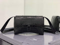 Balenciaga 671355 Women's Downtown XS Shoulder Bag Crocodile Embossed black buckle