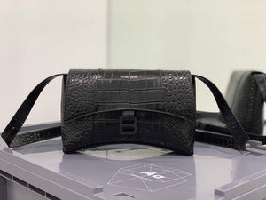 Balenciaga 671355 Women's Downtown XS Shoulder Bag Crocodile Embossed black buckle - Default Title - View 1